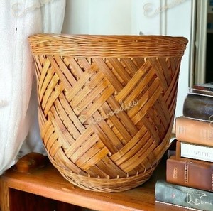 Top Selling Brown Handwoven <b>Bamboo</b> Basket, Handwoven Geometric Pattern Rattan Planter Indoor Multiutility Farmer's Basket - Product Image 5