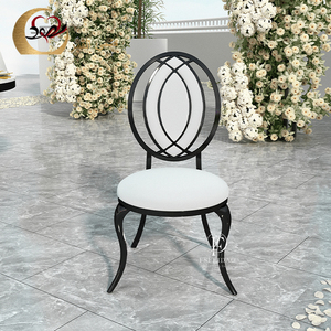 Modern Romantic&Elegant Durable Stable Black Iron Metal Outdoor Wedding Hotel <b>Dining</b> Banquet Hall <b>Chairs</b> Commercial Use Sponge - Product Image 1