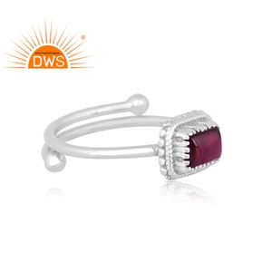 แหวนพลอยโกเมนธรรมชาติแบบเรียงซ้อนได้ทำจากเงินแท้925ล่าสุด - Product Image 3