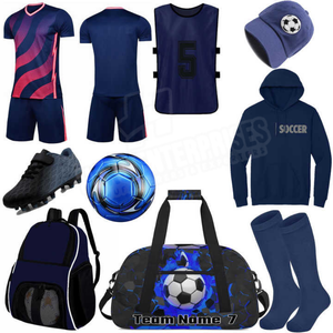 Vêtements de sport personnalisés en polyester, ensembles d'uniformes de club de football, casquettes en jersey, sac, kit d'uniforme de football pour équipe d'adultes - Product Image 1