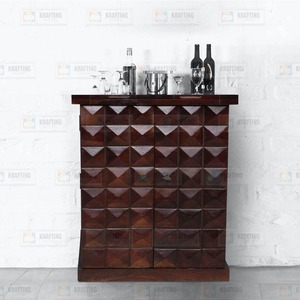 Meuble de bar en bois tournant finition noyer Mobilier de maison et de bar réglable et extensible avec caractéristiques de rangement et de pliage - Product Image 1