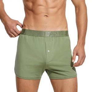 2025 pantalones cortos de pijama de algodón cómodos para hombres, Calzoncillos Bóxer sueltos transpirables y suaves para dormir, patrón sólido - Product Image 4