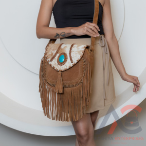 Bất da bò rìa túi xách màu ngọc lam đá sling Túi GYPSY Boho cổ điển <span class=keywords><strong>handmade</strong></span> thiết kế mới Túi đa sử dụng túi phong cách - Product Image 1