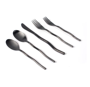 Cuchara de postre negra de acero con espejo pulido mate Mango exclusivo 5 piezas Mejor diseñador Artesanía Venta caliente Venta - Product Image 1