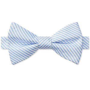 Cravatta a farfalla pre-annodata da uomo Tommy Hilfiger in seta blu Oxford a righe sottili, taglia regolare - Product Image 1