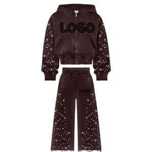 Ensemble de survêtement décontracté à capuche unisexe de qualité supérieure 2026, lavage à l'acide, strass, pantalon de survêtement - Product Image 4