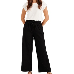 Pantalon taille haute unisexe Offre Spéciale pantalon d'été ceinture simple jambe large droite demi-élastique nouveau plat printemps - Product Image 1