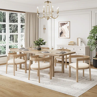 Ensemble de table à manger moderne de luxe de 95 pouces en 9 pièces, en teck massif, avec chaises rembourrées, meubles de salle à manger, appartement, hôtel