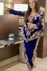 2024 chaqueta azul real Karakou vestido hermoso bordado seda Lino adornado cristal BeadsstonePearls Dabka trabajo - Product Image 2