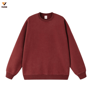 Sudadera extragrande de algodón pesado para hombre 2024, diseño de cuello redondo con estampado de lavado ácido y cuello grueso, hombro caído para invierno - Product Image 5