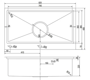 SM 8248 G grand évier de cuisine à bol unique fait à la main SUS 304 acier inoxydable meilleur prix sans robinet deux trous du Vietnam - Product Image 3