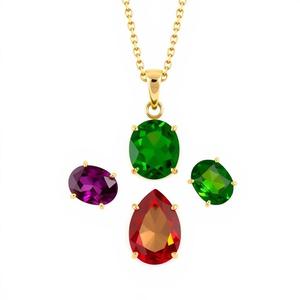 Collar con colgante de cierre de circón verde de Plata de Ley 925 pura chapada en oro de 18 quilates para mujeres y niñas, joyería - Product Image 3