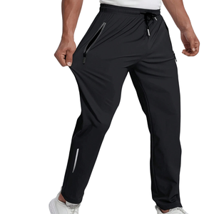 Mens Mid Flat Lightweight Quick Dry Track Jogger Pants <b>Stretch</b> Elastic Drawstring Sports Running Training Casual Active Wear - Product Image 1