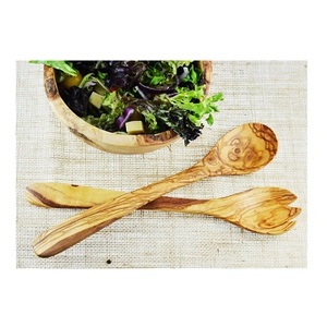 Herramientas de ensalada de madera de acacia hechas a mano, tenedor y cuchara de madera maciza para frutas, aperitivos, ensaladas, accesorios de cocina para uso doméstico - Product Image 1