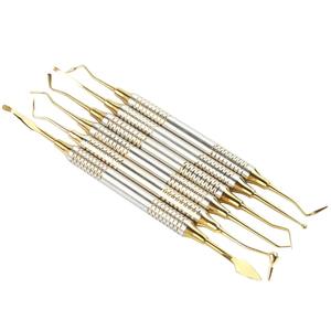 Juego de 6 Espátulas de Resina Compuesta Dental con Cabeza Recubierta de Titanio, Mango Grueso, Juego de Restauración, Instrumento Dental - Product Image 1