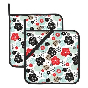 Indian Lenins Floral Daisy Blue Heat Resistant Oven Gloves for Kitchen Safety Cooking Digital Printed Oven Mitts and <b>Pot</b> <b>Holders</b> - Product Image 1