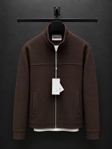 <b>Men's</b> <b>White</b> Cotton Puffer <b>Jacket</b> Stand Collar Zipper Closure Casual Knitted Solid Color Winter Wear Waterproof Nonwoven Front - Product Image 1