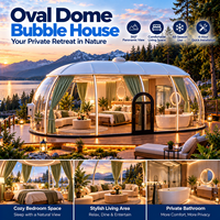 Rumah Kubah Oval Panoramic Prefab PC untuk Resor dengan Kamar Tidur, Ruang Tamu, dan Kamar Mandi Pribadi