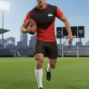 Conjunto de Uniforme de Rugby para Hombre, Tela Elástica de Poliéster, Transpirable, Ajuste Cómodo, Secado Rápido, Manga Corta, Pantalones Cortos, para Partidos de Clubes y Equipos, Venta al Por Mayor - Product Image 6