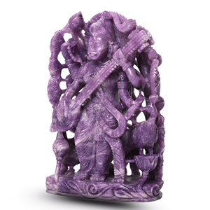 Lepidolite Saraswati Mata Idol estatua de piedras preciosas talladas a mano para Pooja decoración del hogar artículo de regalo exportación a granel proveedor indio - Product Image 6