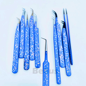 Pinzas de pestañas de Punta múltiple Hermosas pinzas de volumen de precisión de acero sostenible Herramienta grabada con logotipo personalizado para extensiones de pestañas - Product Image 3