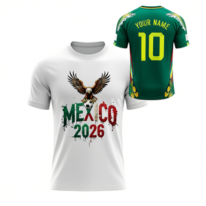 Maglia Unisex per Tifosi di Calcio Mondiali Messico 2026, T-Shirt Promozionale con Grafica Aquila Verde - Product Image 2