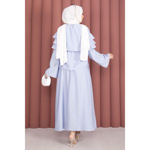 Ensemble jupe à volants superposés bleu ciel avec haut en crêpe - Product Image 5