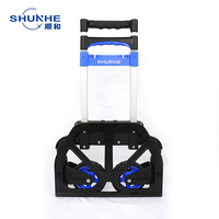 Chariot à main pliable en aluminium PP à 2 roues, capacité 60 kg, avec boîte de rangement pour outils, courses et usage quotidien