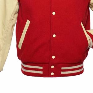 Vestes Varsity en laine rouge de qualité supérieure et bras en cuir pur crème Letterman CollegeBaseballjacket pour hommes - Product Image 5