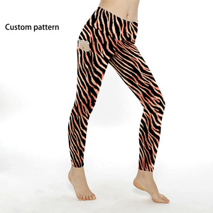 Leggings de Yoga de Cintura Alta con Spandex, Estampado de Cebra Transparente, Mallas de Gimnasio para Mujer, Personalización de Marca, Pantalones Deportivos con Bolsillos - Product Image 3