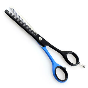 Peluquero profesional SS 420, tijeras de adelgazamiento para corte de pelo de acero inoxidable con revestimiento negro y azul, herramienta de belleza con punta de hoja Roma - Product Image 6