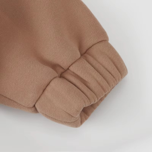 Venta al por mayor de logotipo personalizado de manga larga de otoño e invierno de color sólido con cremallera cuello cálido chico chándal conjunto - Product Image 4