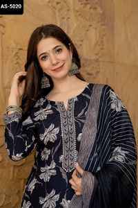 Les plus belles tenues ethniques indiennes Vêtements décontractés Prêt à porter Salwar Kameez Costumes avec impression numérique Robes pour femmes - Product Image 5