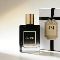 Flacon de parfum en verre carré ambré, flacon de parfum en verre vide noir, flacon de parfum de luxe de 50 ml avec boîte