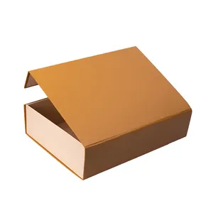 Individuell bedruckter handgefertigter luxuriöser starrer Papierkarton orangefarbene einfache leere Geschenkbox mit magnetverschluss Klappbox