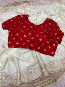 Vêtements de créateur de boutique indienne Saree Chinon Saree blanc en soie avec chemisier ethnique fantaisie pour fête de mariage Sari le plus vendu - Product Image 2