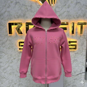 Sudadera con Capucha y Cremallera de Todos los Colores, Talla Grande, Nuevo Estilo, la Más Demandada, Color Rosa, Media Manga, Fabricada en Fábrica, Precio Económico, Sudaderas para Hombre - Product Image 3