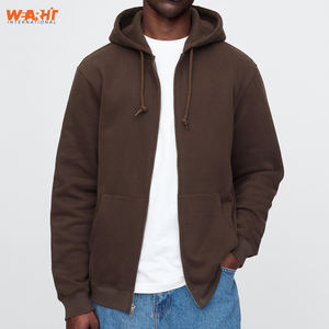 Sweat-shirt à capuche unisexe Basics 100% coton mélangé personnalisé marron sweat-shirt zippé avec logo délavé techniques de teinture par cravate imprimé teint uni hiver - Product Image 1