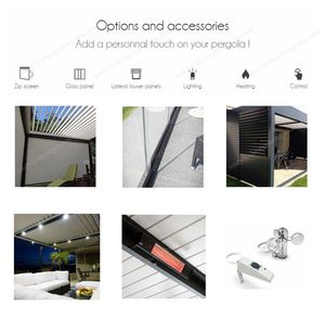 Pergola <span class=keywords><strong>de</strong></span> jardin motorisée bioclimatique Pergola d'extérieur à <span class=keywords><strong>toit</strong></span> rétractable en aluminium 5x4 - Product Image 5