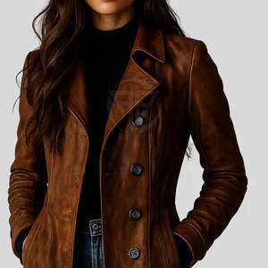 Manteau d'hiver en cuir véritable de luxe avec un design élégant, caractéristiques écologiques et coupe-vent, ajustement confortable - Product Image 3