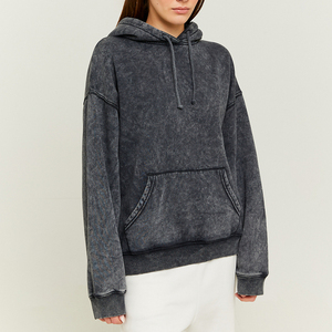 Sweat à capuche pour femme en coton mélangé, délavé à l'acide, respirant, coupe ample et oversize, design personnalisable, pour l'hiver - Product Image 5