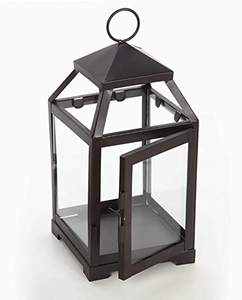 โลหะสีดำแก้วเชิงเทียนขนาดโคมไฟโลหะเทียนโคมไฟตกแต่งกลางแจ้งตกแต่ง - Product Image 5