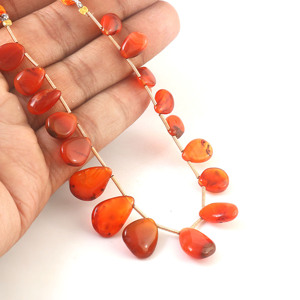Perles lisses en cornaline naturelle, forme poire, 8x10mm à 10x13mm, perles en pierre précieuse cornaline orange, brin de 8 pouces, pour la fabrication de bijoux, lot en gros - Product Image 2