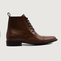 Sepatu kulit asli trendi untuk pria, sepatu bot kulit asli kustom dengan harga grosir, sepatu bot kasual elegan Derby coklat 2025