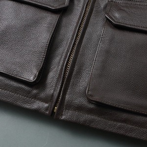 Chaqueta de Cuero Vacuno para Hombre, Impermeable, Cortavientos, Estilo Urbano, Chaqueta de Motociclista, Chaqueta de Piloto - Product Image 5