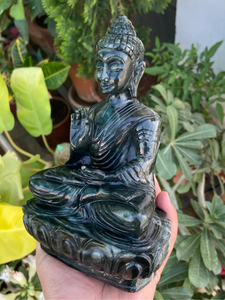 Estatua de Buda de Jaspe Natural |   Escultura de Piedras Preciosas Tallada a Mano |   Decoración para el Hogar, Altar de Meditación |   Feng Shui 7.5x5.5 Pulgadas - Product Image 4