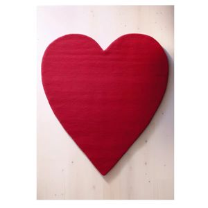 Alfombra antideslizante de lana moderna de primera calidad con mechones a mano, pelo alto, diseño rojo en forma de corazón, sala de estar abstracta, comedor, dormitorio para niños, hogar - Product Image 1