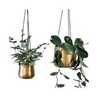 Décoration d'intérieur et d'extérieur : Ensemble moderne de 2 jardinières suspendues en métal noir de grande taille, écologiques et de qualité supérieure