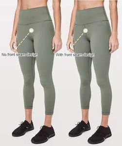 Mallas de Yoga de cintura alta para mujer, pantalones de entrenamiento sin costuras con control de barriga de puntos, pantalones de fitness para gimnasio sin transparencias, patrón sólido - Product Image 1