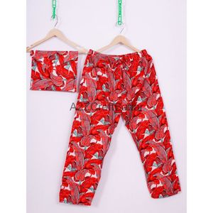 Ensemble de pyjama indien à manches longues imprimé floral en pur coton à col en V pour femmes vêtements de nuit à taille élastique élégant devant - Product Image 3